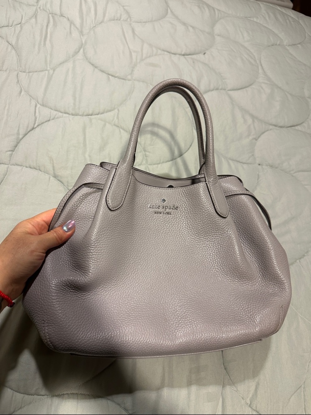 Kate Spade Pebbled Leather Tote in Lavender Gray - Picture 3 of 7